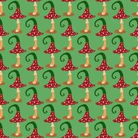 Seamless pattern. Amanita mushroom. Vector hand drawn