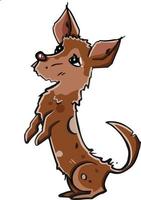 Cartoon style. The dog stands on its hind legs, the puppy is a trick. vector illustration