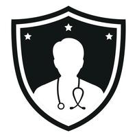Doctor with a shield on a white background. vector