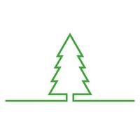 ilustración lineal del contorno de un árbol de navidad verde sobre un fondo blanco. vector