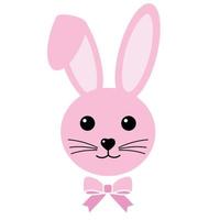 Illustration of a cute pink rabbit with a bow . vector