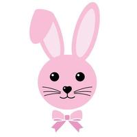 Illustration of a cute pink rabbit with a bow . vector