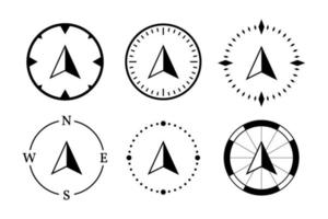 conjunto de vectores de brújula aislado sobre fondo blanco