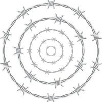 Barbed wire forms a circle. Vector image.