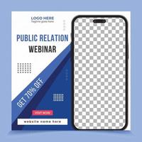 Public relation business talks webinar free live class square social media web post banner template vector