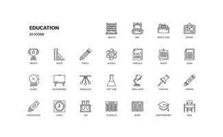 education school learning detailed thin outline icon for web presentation simple vector illustration
