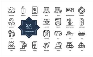 travelling destination travel holiday vacation joy leisure detailed outline icon set. simple vector illustration