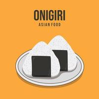 comida asiática. Ilustración de vector de plato japonés onigiri