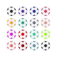 ilustración vectorial del icono del balón de fútbol en diferentes colores. en fondo blanco vector