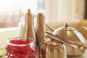 Table setting in cafe. photo