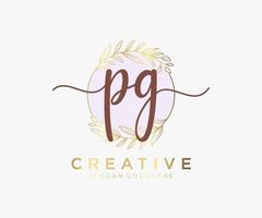 Initial PG feminine logo. Usable for Nature, Salon, Spa, Cosmetic and Beauty Logos. Flat Vector Logo Design Template Element.