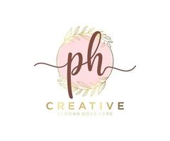 Initial PH feminine logo. Usable for Nature, Salon, Spa, Cosmetic and Beauty Logos. Flat Vector Logo Design Template Element.