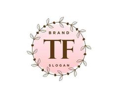 Initial TF feminine logo. Usable for Nature, Salon, Spa, Cosmetic and Beauty Logos. Flat Vector Logo Design Template Element.