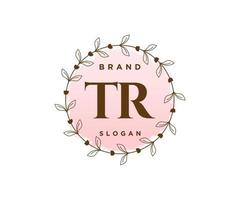 Initial TR feminine logo. Usable for Nature, Salon, Spa, Cosmetic and Beauty Logos. Flat Vector Logo Design Template Element.