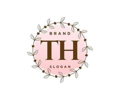 Initial TH feminine logo. Usable for Nature, Salon, Spa, Cosmetic and Beauty Logos. Flat Vector Logo Design Template Element.