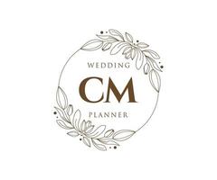 CM Initials letter Wedding monogram logos collection, hand drawn modern minimalistic and floral templates for Invitation cards, Save the Date, elegant identity for restaurant, boutique, cafe in vector