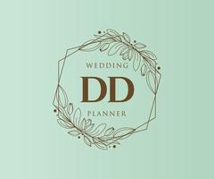 colección de logotipos de monograma de boda con letras iniciales dd, plantillas florales y minimalistas modernas dibujadas a mano para tarjetas de invitación, guardar la fecha, identidad elegante para restaurante, boutique, café en vector