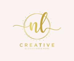 Initial NL feminine logo. Usable for Nature, Salon, Spa, Cosmetic and Beauty Logos. Flat Vector Logo Design Template Element.