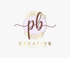 Initial PB feminine logo. Usable for Nature, Salon, Spa, Cosmetic and Beauty Logos. Flat Vector Logo Design Template Element.