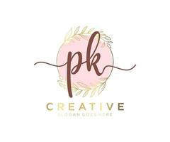 Initial PK feminine logo. Usable for Nature, Salon, Spa, Cosmetic and Beauty Logos. Flat Vector Logo Design Template Element.