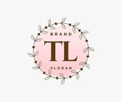 Initial TL feminine logo. Usable for Nature, Salon, Spa, Cosmetic and Beauty Logos. Flat Vector Logo Design Template Element.