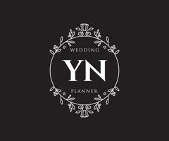 colección de logotipos de monograma de boda con letras iniciales de yn, plantillas florales y minimalistas modernas dibujadas a mano para tarjetas de invitación, guardar la fecha, identidad elegante para restaurante, boutique, café en vector