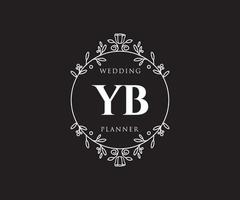 YB Initials letter Wedding monogram logos collection, hand drawn modern minimalistic and floral templates for Invitation cards, Save the Date, elegant identity for restaurant, boutique, cafe in vector