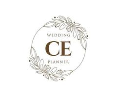 CE Initials letter Wedding monogram logos collection, hand drawn modern minimalistic and floral templates for Invitation cards, Save the Date, elegant identity for restaurant, boutique, cafe in vector