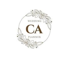 colección de logotipos de monograma de boda con letras iniciales ca, plantillas florales y minimalistas modernas dibujadas a mano para tarjetas de invitación, guardar la fecha, identidad elegante para restaurante, boutique, café en vector