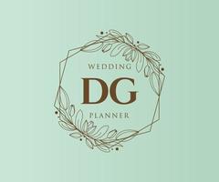 DG Initials letter Wedding monogram logos collection, hand drawn modern minimalistic and floral templates for Invitation cards, Save the Date, elegant identity for restaurant, boutique, cafe in vector