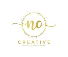 Initial NO feminine logo. Usable for Nature, Salon, Spa, Cosmetic and Beauty Logos. Flat Vector Logo Design Template Element.