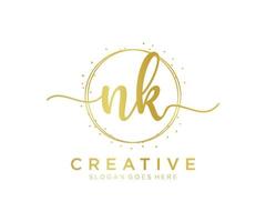 Initial NK feminine logo. Usable for Nature, Salon, Spa, Cosmetic and Beauty Logos. Flat Vector Logo Design Template Element.