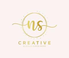 Initial NS feminine logo. Usable for Nature, Salon, Spa, Cosmetic and Beauty Logos. Flat Vector Logo Design Template Element.