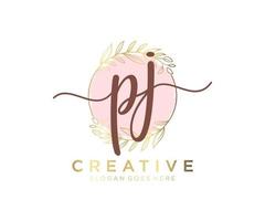 Initial PJ feminine logo. Usable for Nature, Salon, Spa, Cosmetic and Beauty Logos. Flat Vector Logo Design Template Element.