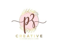 Initial PZ feminine logo. Usable for Nature, Salon, Spa, Cosmetic and Beauty Logos. Flat Vector Logo Design Template Element.