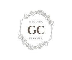 colección de logotipos de monogramas de boda con letras iniciales gc, plantillas florales y minimalistas modernas dibujadas a mano para tarjetas de invitación, guardar la fecha, identidad elegante para restaurante, boutique, café en vectores