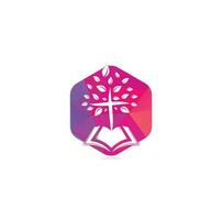 Bible Cross Tree Church Logo Design. Bible church logo vector