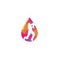 Batsman playing cricket drop shape concept logo . Cricket competition logo. Stylized cricketer character for website design. Cricket championship. vector