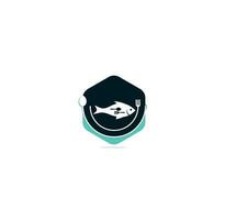 vector de diseño de logotipo de tenedor de cuchara de comida de pescado. logo de pescado de comida. logotipo de comida