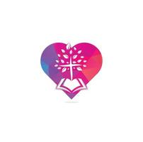 Abstract heart and tree religious cross symbol icon vector design.