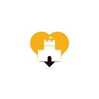 Castle heart shape concept logo design concept vector. Castle Tower logo Template Vector. vector
