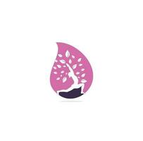 Yoga drop shape concept logo design template. Cosmetics icon and Spa logo. Yoga Pose Vector