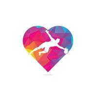 Goalkeeper player heart shape concept logo. Modern Soccer Player In Action Logo - Save By The Goalkeeper vector