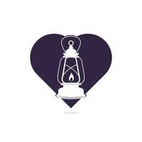 Kerosene heart shape concept lamp. Vector illustration isolated on white background.