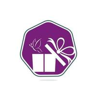 Gift box vector logo design. illustration of gift box present, greeting, surprise. Greeting box or wrap gift box.