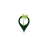 GPS beach sign vector logo design. GPS and palm tree icon. Navigation vector logo. Navigation vector icon.