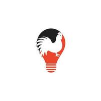 Rooster bulb shape concept logo design. Chicken restaurant vector logo sign. Red cock logo symbol. Rooster logo concept.