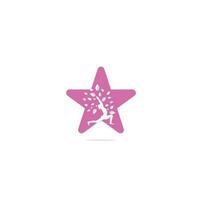 plantilla de diseño de logotipo de concepto de forma de estrella de yoga. icono de cosméticos y logotipo de spa. vector de pose de yoga