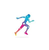 vector de plantilla de diseño de tratamiento de fisioterapia con gente corriendo. salud vectorial colorida.