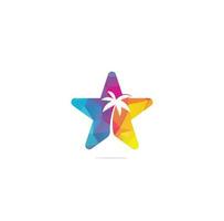 diseño de logo de playa tropical estrella y palmera. diseño de logotipo de vector de palmera simple creativo.